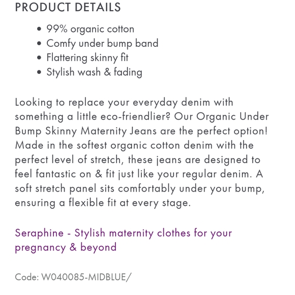 ✨Host Pick - Seraphine Organic Cotton Under the Bump Skinny Jeans - Picture 2 of 7